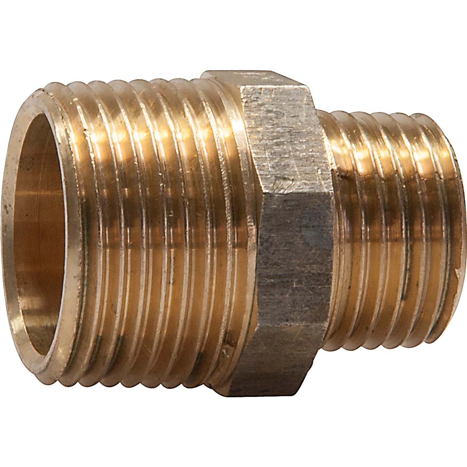 Gewinde-Reduziernippel 16,7 mm (R 3/8) x 21 mm (R 1/2) Rotguss