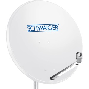Schwaiger Aluminium Offset Antenne, Ø 75 cm, lichtgrau. SAT-Anlage für TV- und Radioempfang.