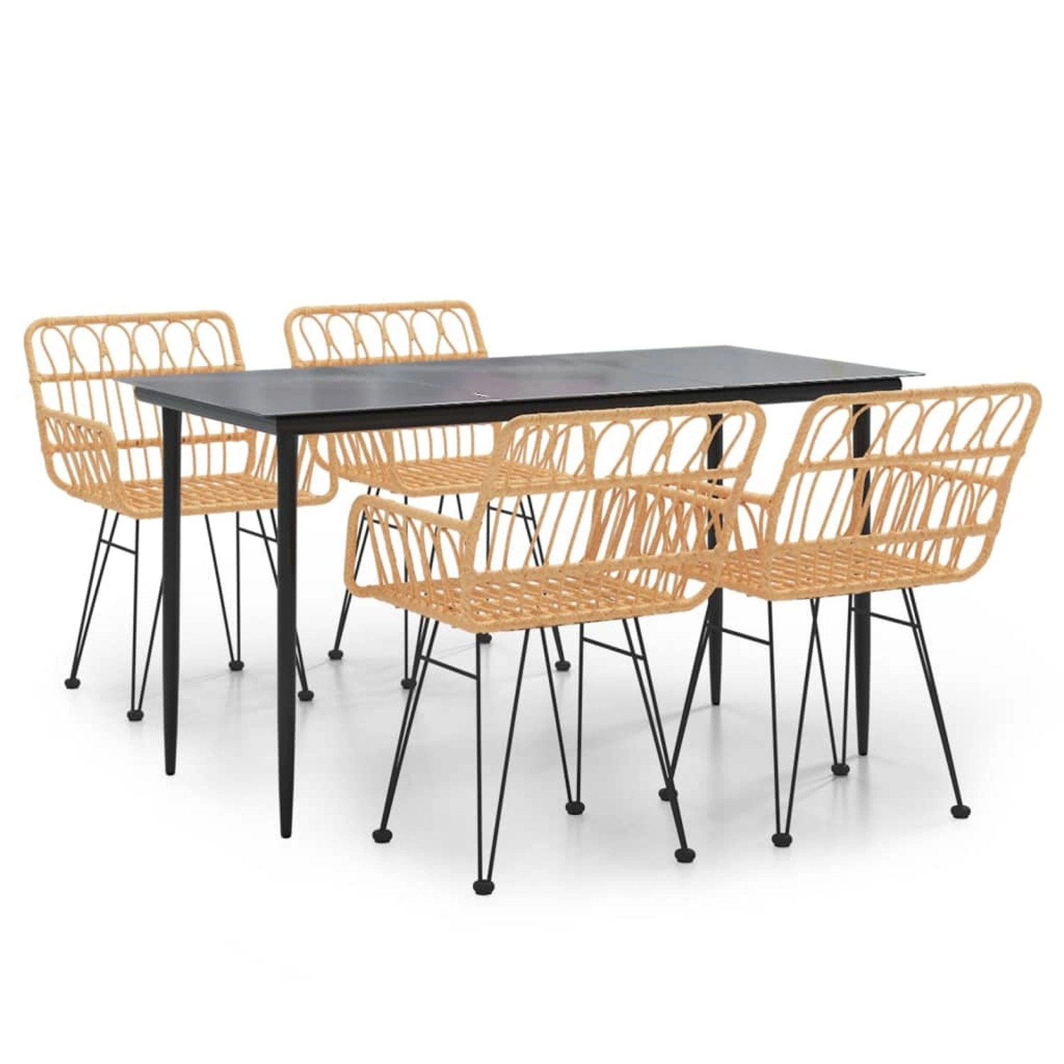 vidaXL 5-Tlg Garten-Essgruppe Poly Rattan 3157847