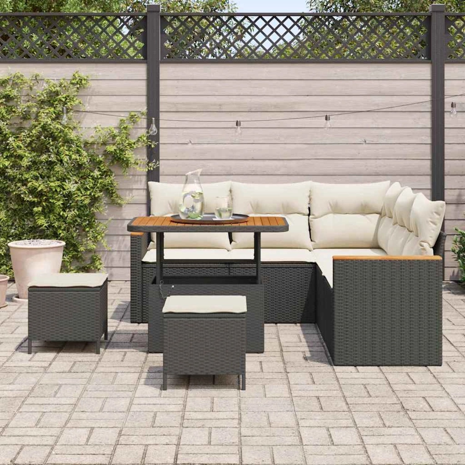 vidaXL 8-Teiliges Garten-Sofa-Set mit Kissen in Schwarz aus Poly Rattan und günstig online kaufen