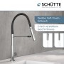 Schütte Spültischarmatur Stilo mit schwarzem Soft-Touch Schlauch und Geschirrbrause.