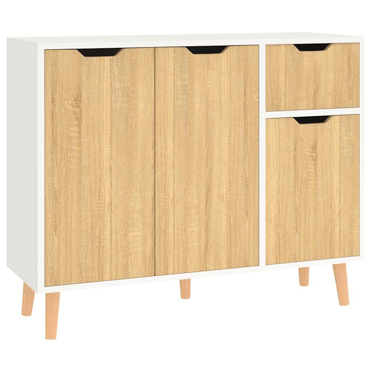 vidaXL Sideboard Weiß und Sonoma-Eiche 90x30x72 cm Holzwerkstoff 326818