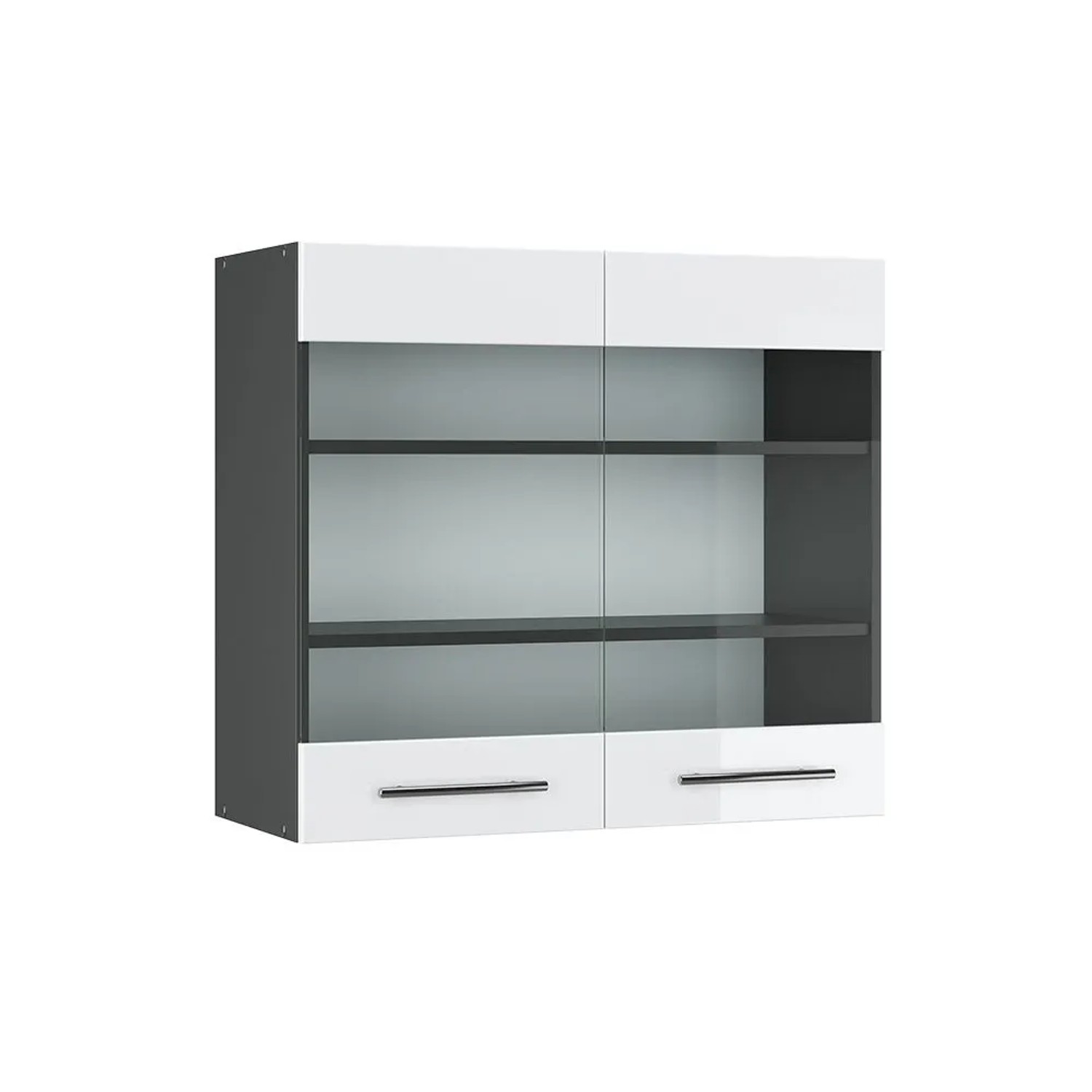 Vicco Küchenglasschrank Fame-Line Glashängeschrank Weiß Hochglanz Anthrazit 80 cm