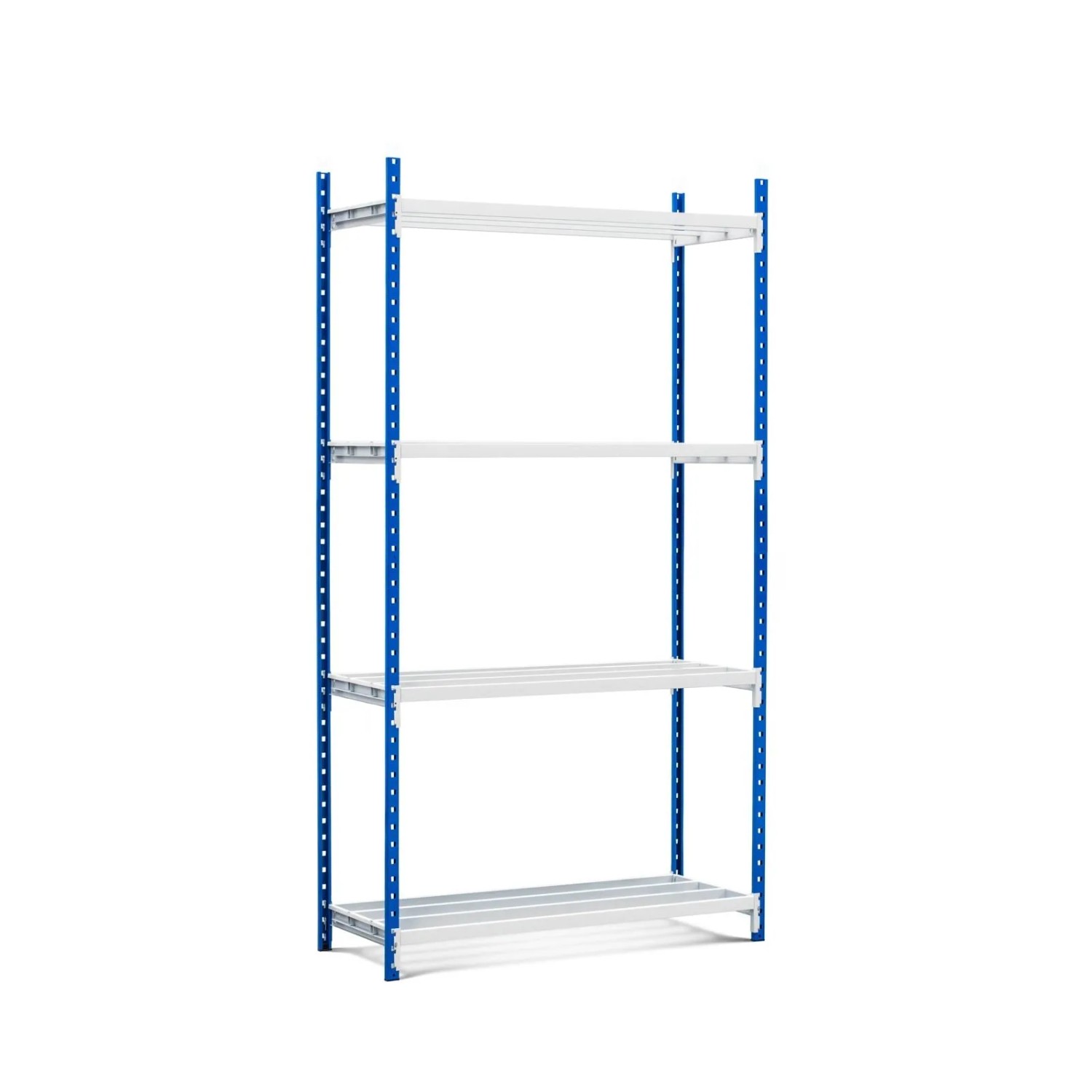 PROREGAL Fachbodenregal Maximus Pro HxBxT 220 x 150 x 60 cm 4 Ebenen Offener Fachboden Fachlast 236 kg Lichtblau-Lichtgrau