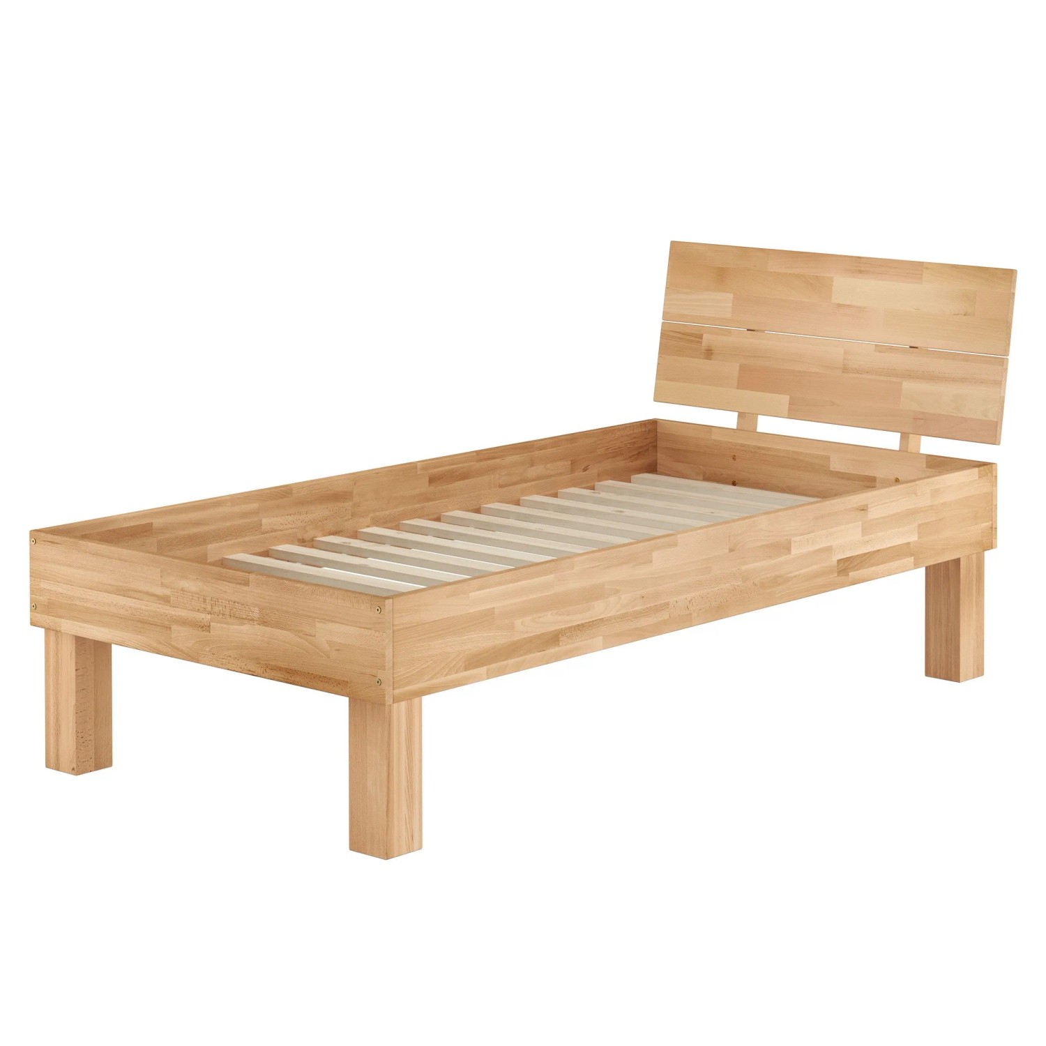 Erst-Holz Hohes Seniorenbett 100 x 200 cm Extra Stabil Buche Massivholz Modell 81 Rollrost inkl.