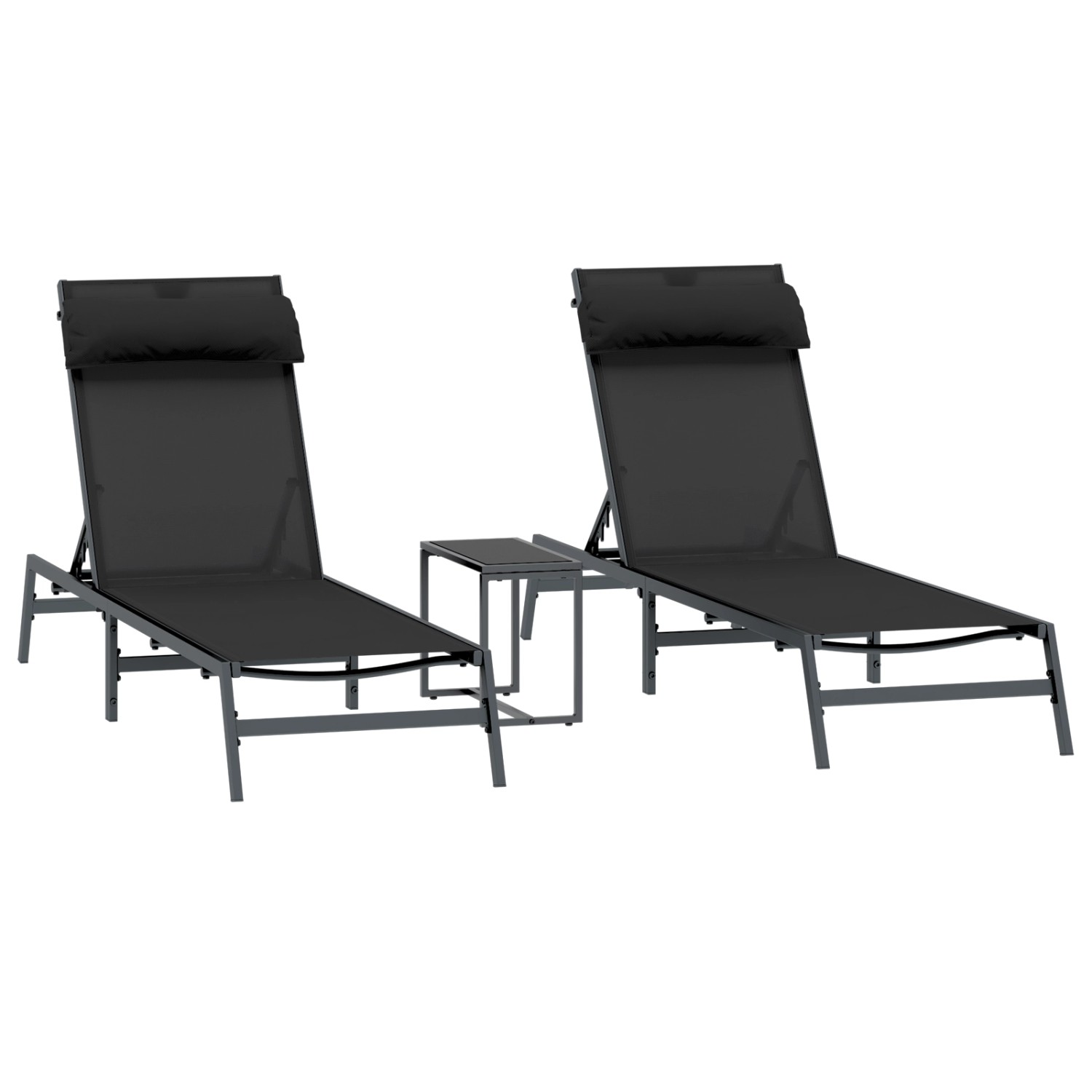 vidaXL Klappbare Sonnenliegen Schwarz Metallrahmen Textilene Standard 42010 günstig online kaufen