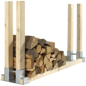 Brennholzstapelhalter 34x10cm mit Holzscheiten, Kaminholzregal für Innen.