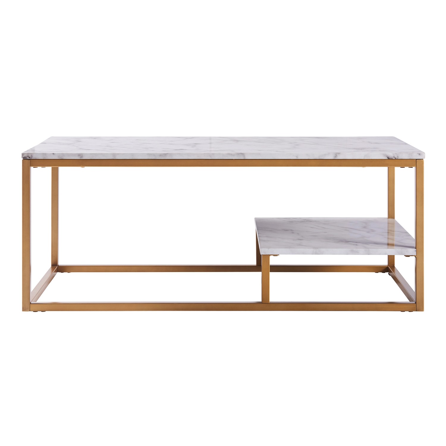 Teamson Home Marmo Modern Holz Couchtisch mit Marmoreffekt Weiß