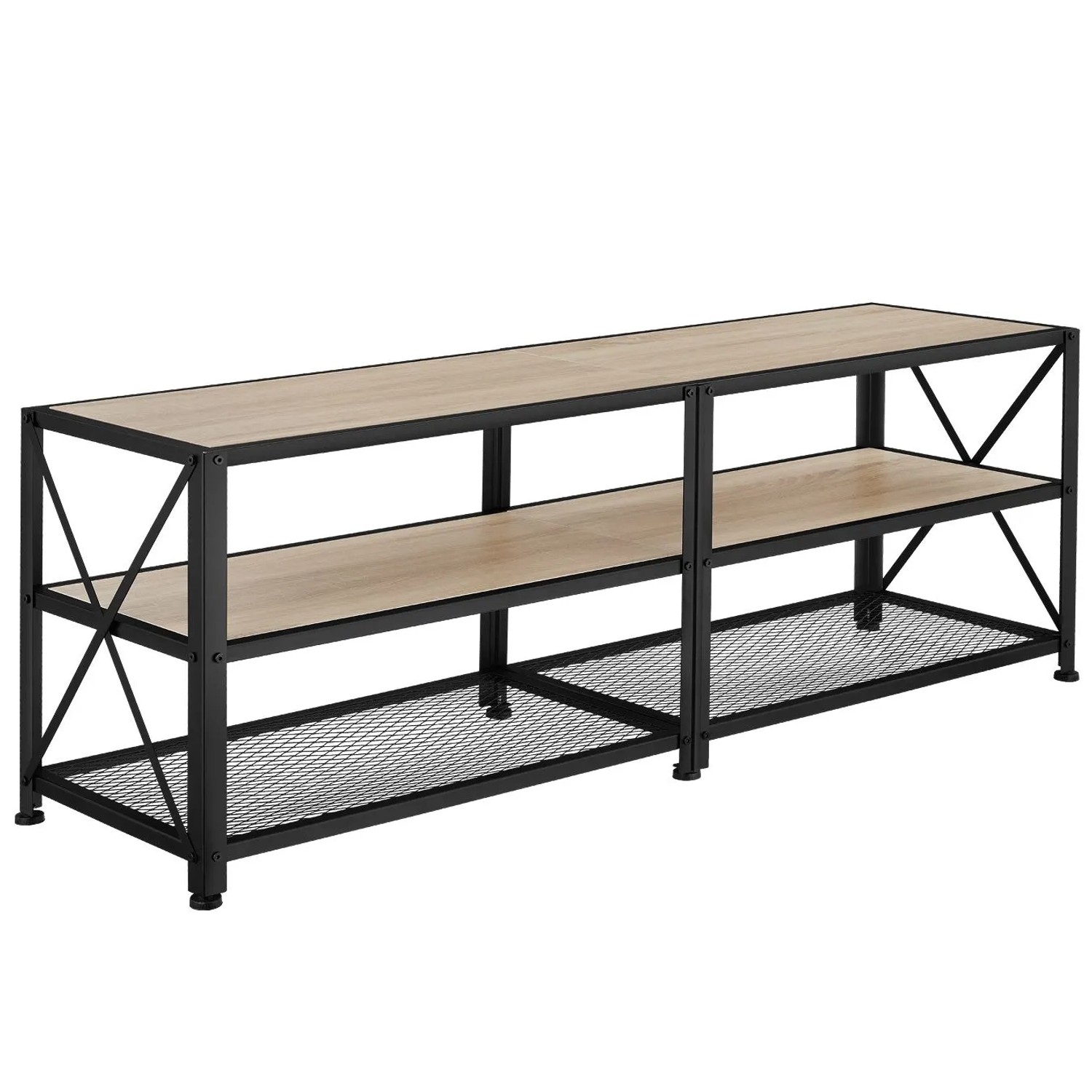 Tectake Tv Regal Indianapolis Industrial Style Holz und Stahl  161 x 41 50 x 50 50 cm Industrial Holz Hell  Eiche Sonoma