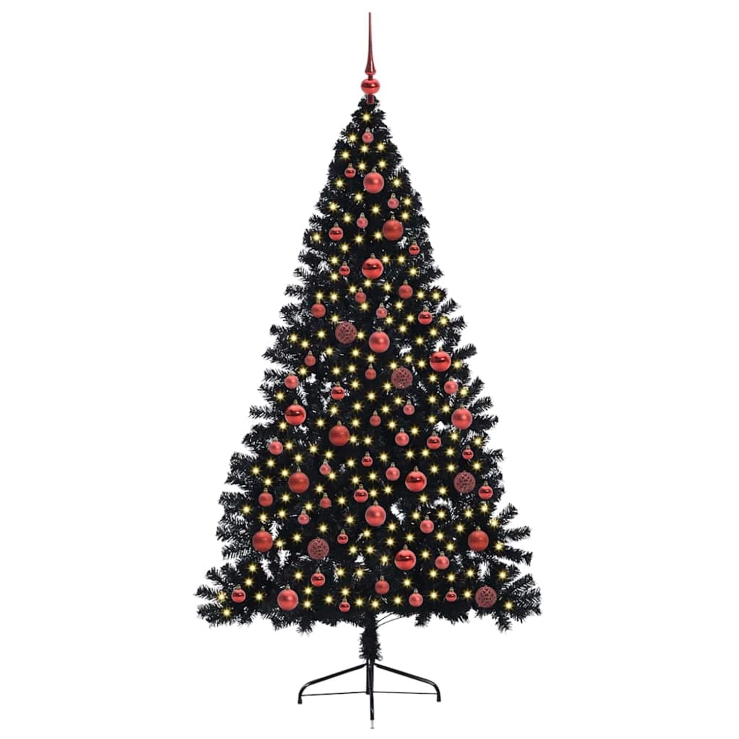 vidaXL Künstlicher Vorbeleuchteter Weihnachtsbaum Schwarz 180 cm PVC 3397141
