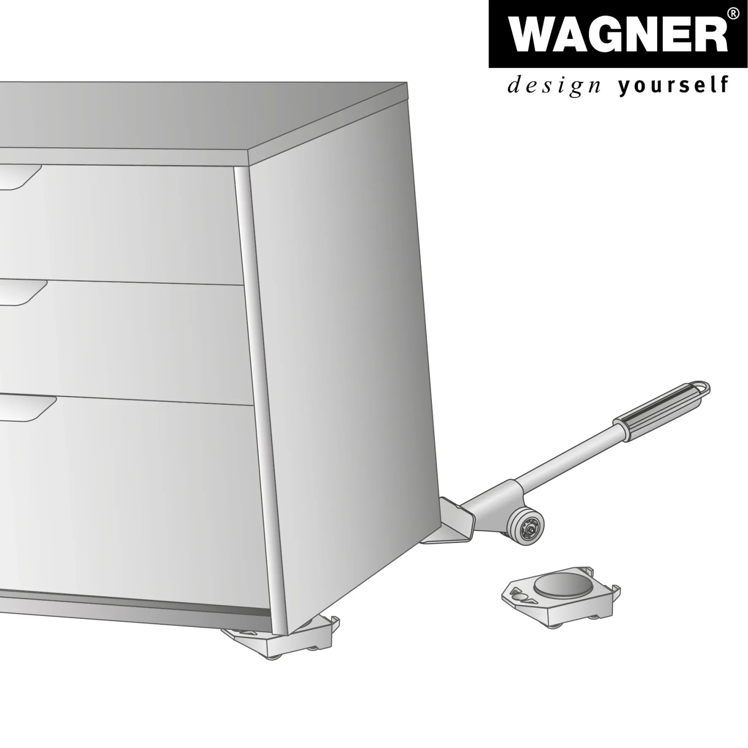 Wagner Möbelheber mit Hebeschaufel zum Anheben von Möbeln, Tragkraft 150 kg.