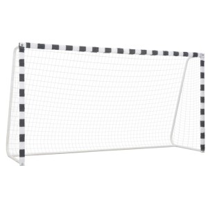 vidaXL Fußballtor 300x160x90 cm Metall Schwarz und Weiß 91953