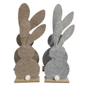 Boltze Deko-Figur Mümmel Klein, 2-fach sortiert: Osterhase aus Filz in Beige und Grau.