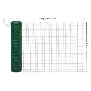 PROREGAL Maschendrahtzaun, grün, 2x25m, Vierkantgeflecht, PVC-beschichtet. Ideal für Zaunbau & Sichtschutz.