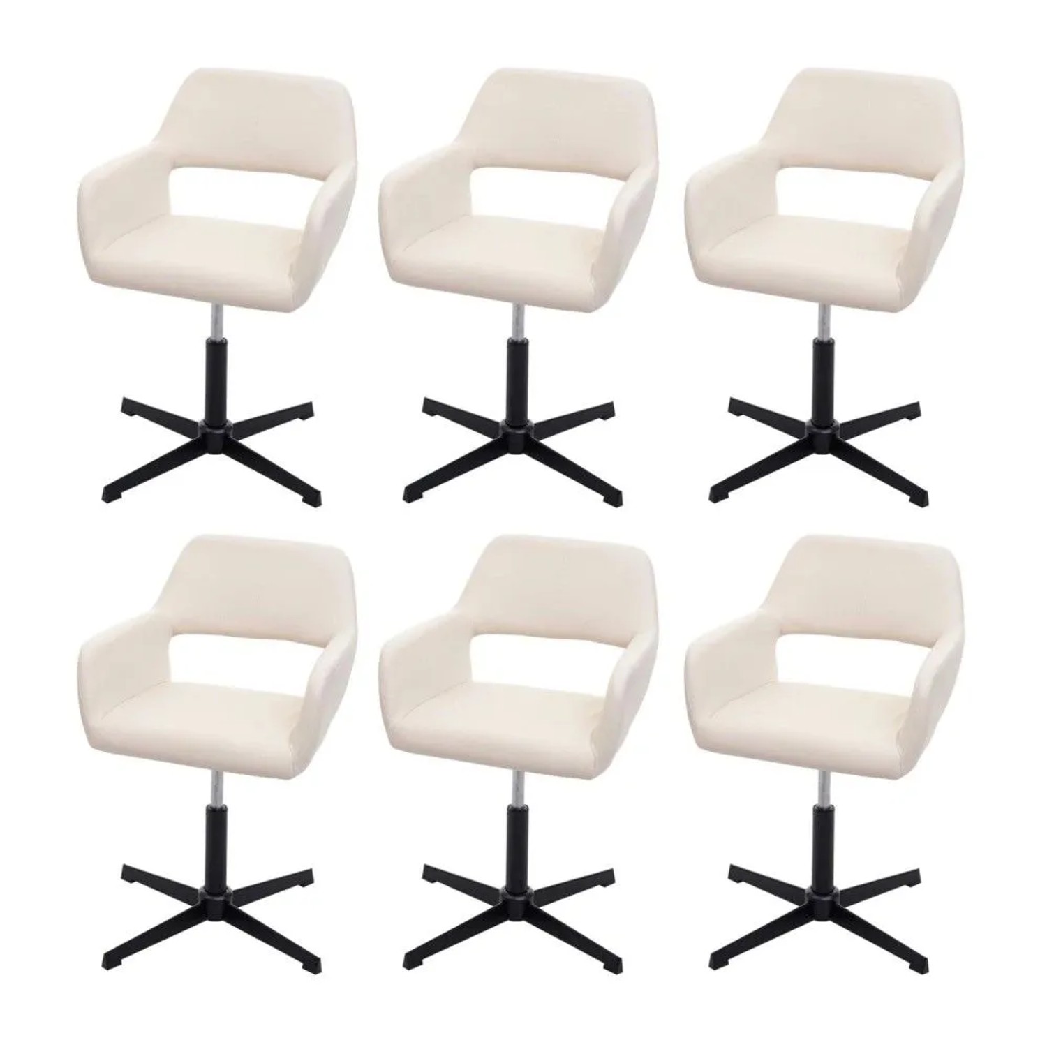 MCW Esszimmerstuhl A50 IV 6er-Set Kunstleder Creme Fuß Schwarz