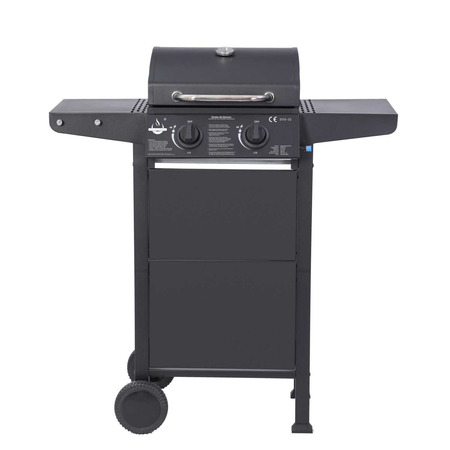 El Fuego Gasgrill San Jose mit 2 Brennern, Stahlblech, mit Seitenablagen und Thermometer.