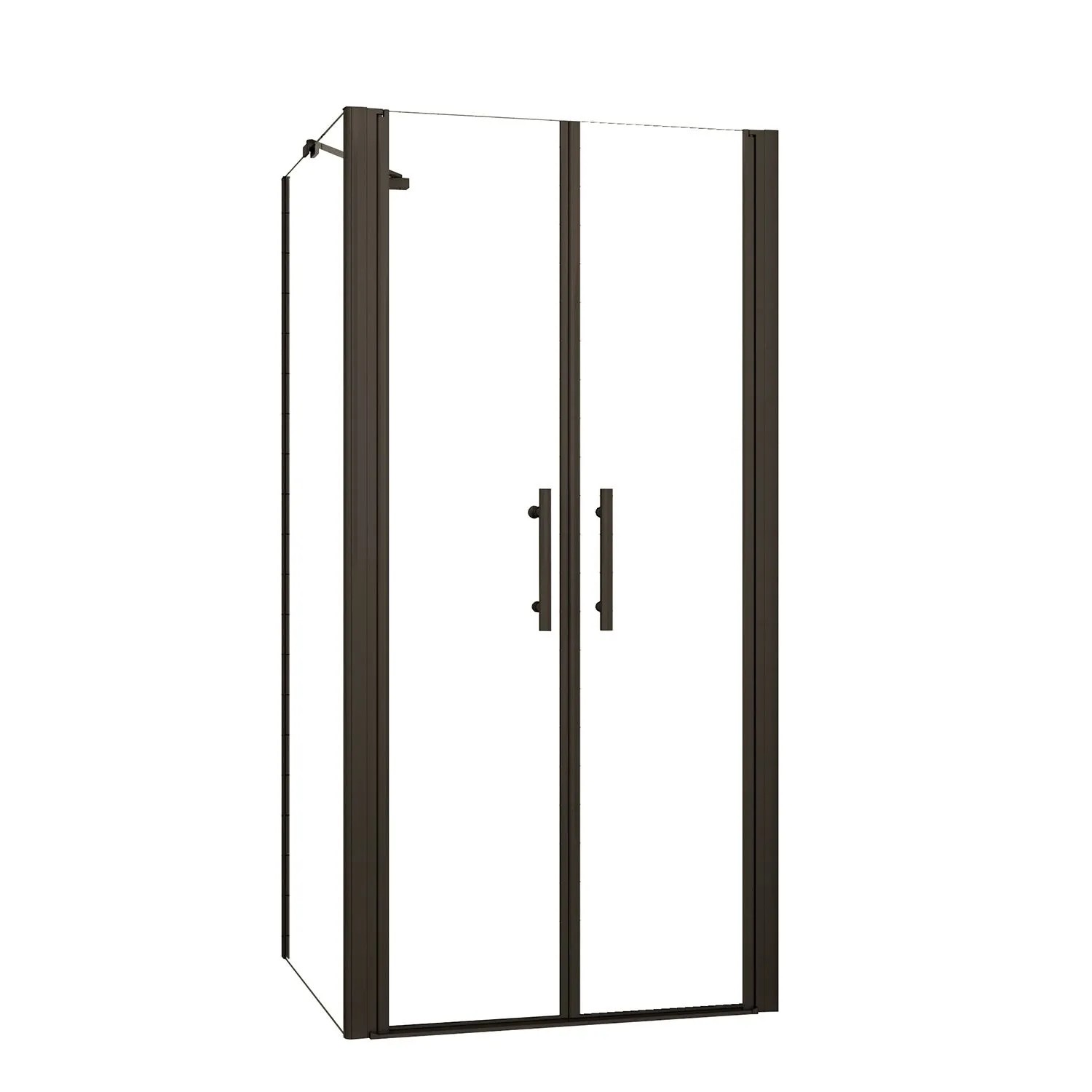 AICA Eckdusche 140x90x195cm Schwarz Pendeltür Duschkabine 6mm NANO ESG Glas Doppeltür Eckeinstieg mit Seitenwänden