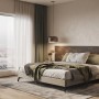 Schlafzimmer mit braunem Rebel of Styles Holzverblender UltraWood Big Square als Kopfteil.