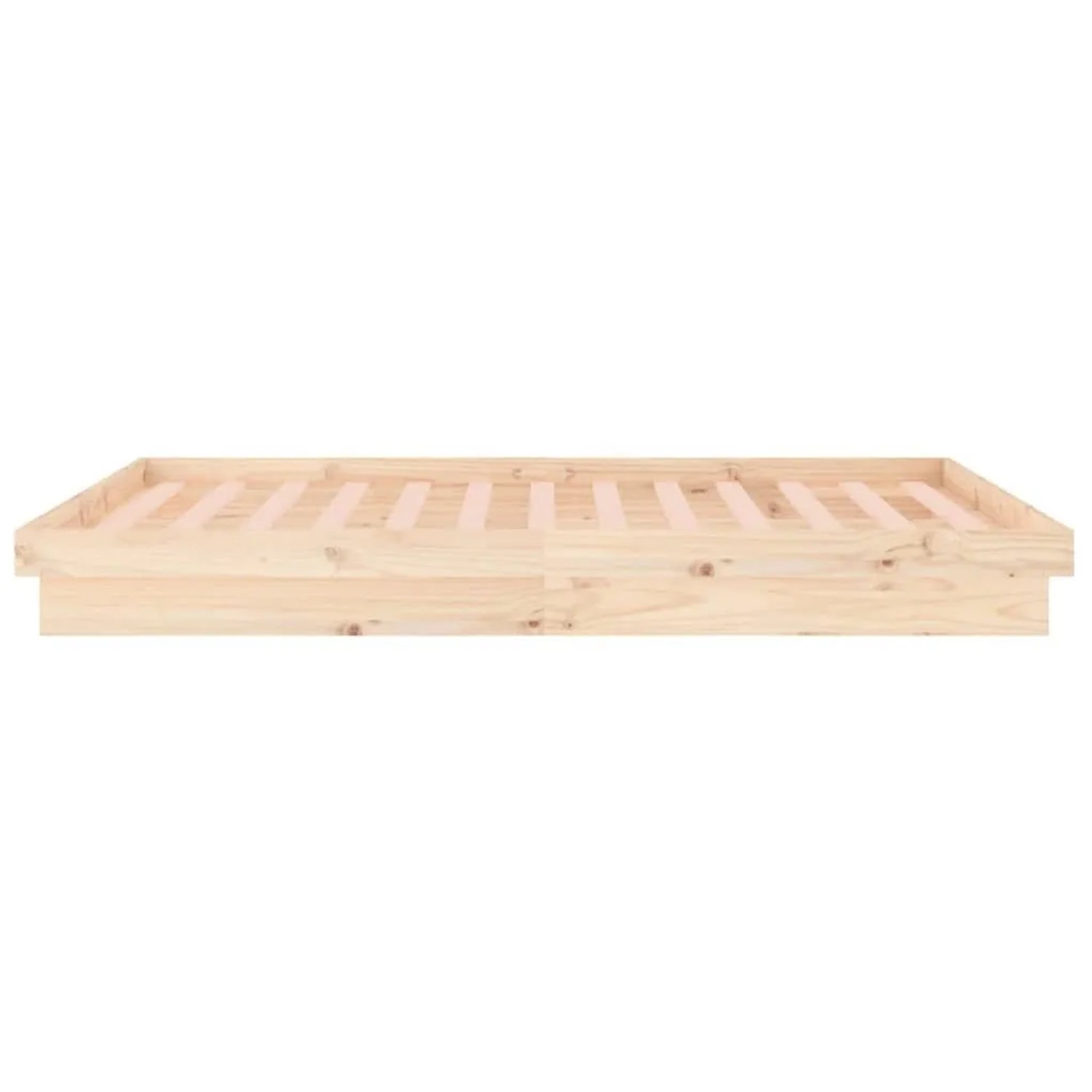 Massiver Kiefernholz-Bettrahmen 120x200 cm mit Lattenrost und LED-Beleuchtung.