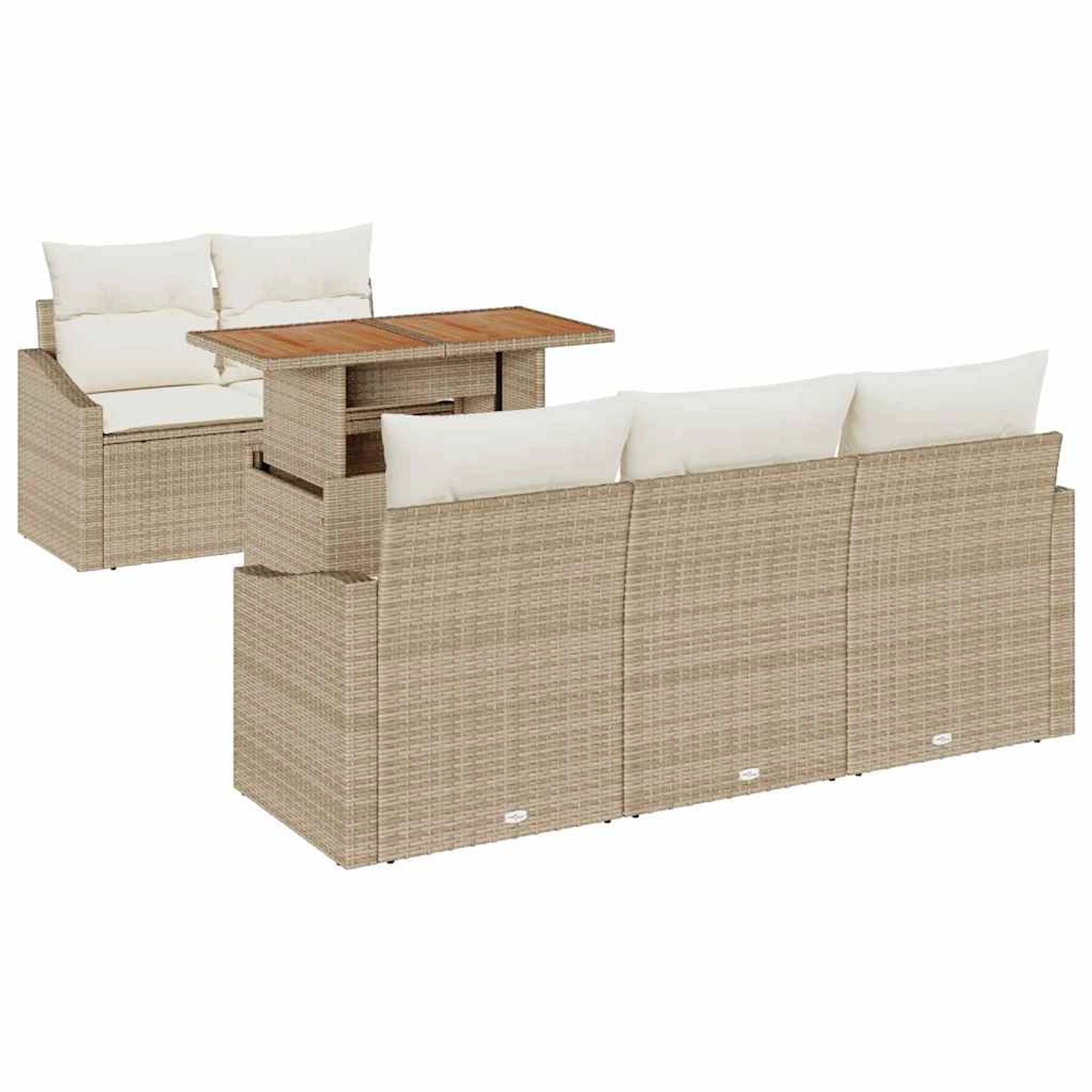 vidaXL Garten-Sofa-Set mit Speicher 6-Tlg Beige Poly Rattan 3358514 günstig online kaufen