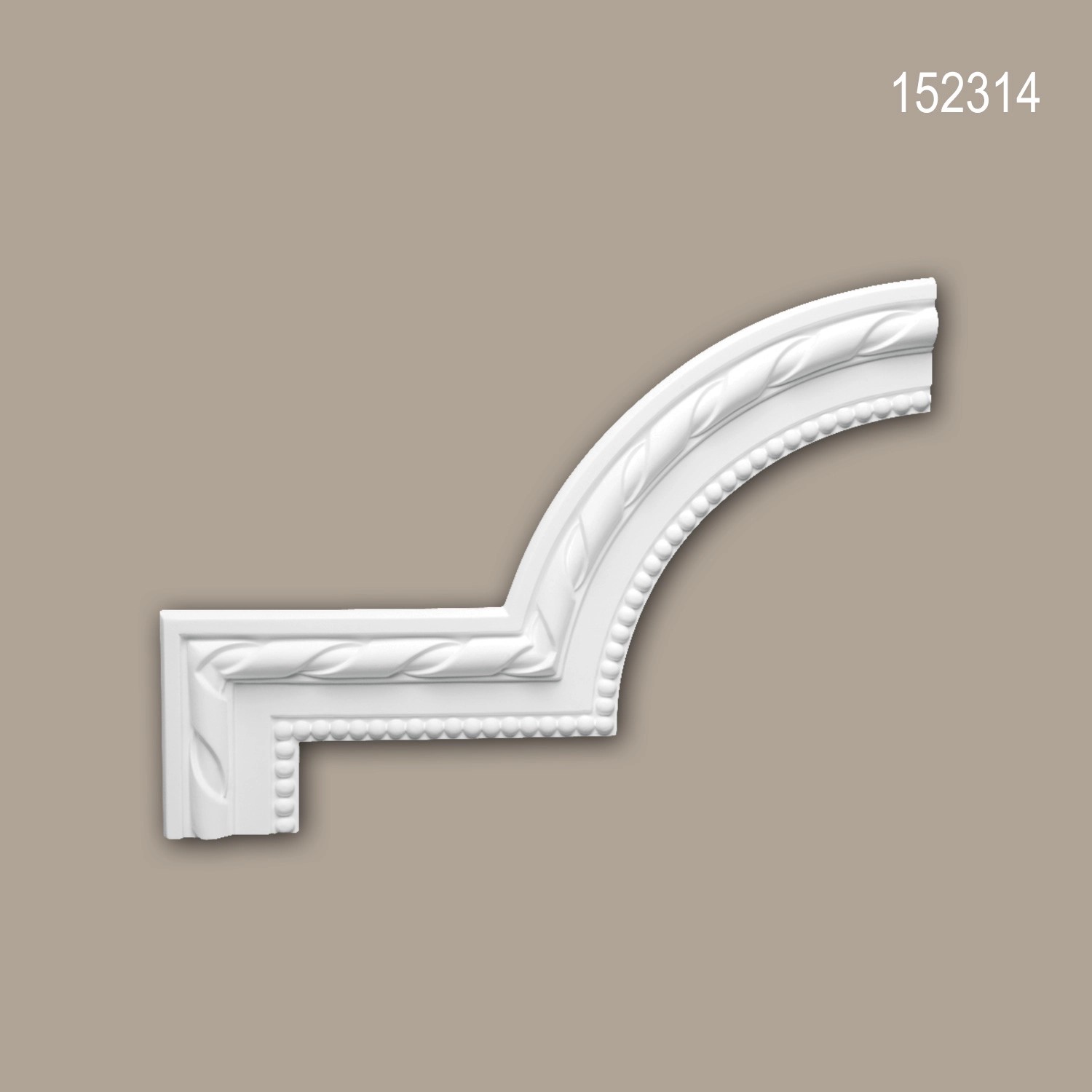 Weißes PROFHOME Eckelement 152314 für Wandleisten, Zierelement, 39x27x1,9 cm.