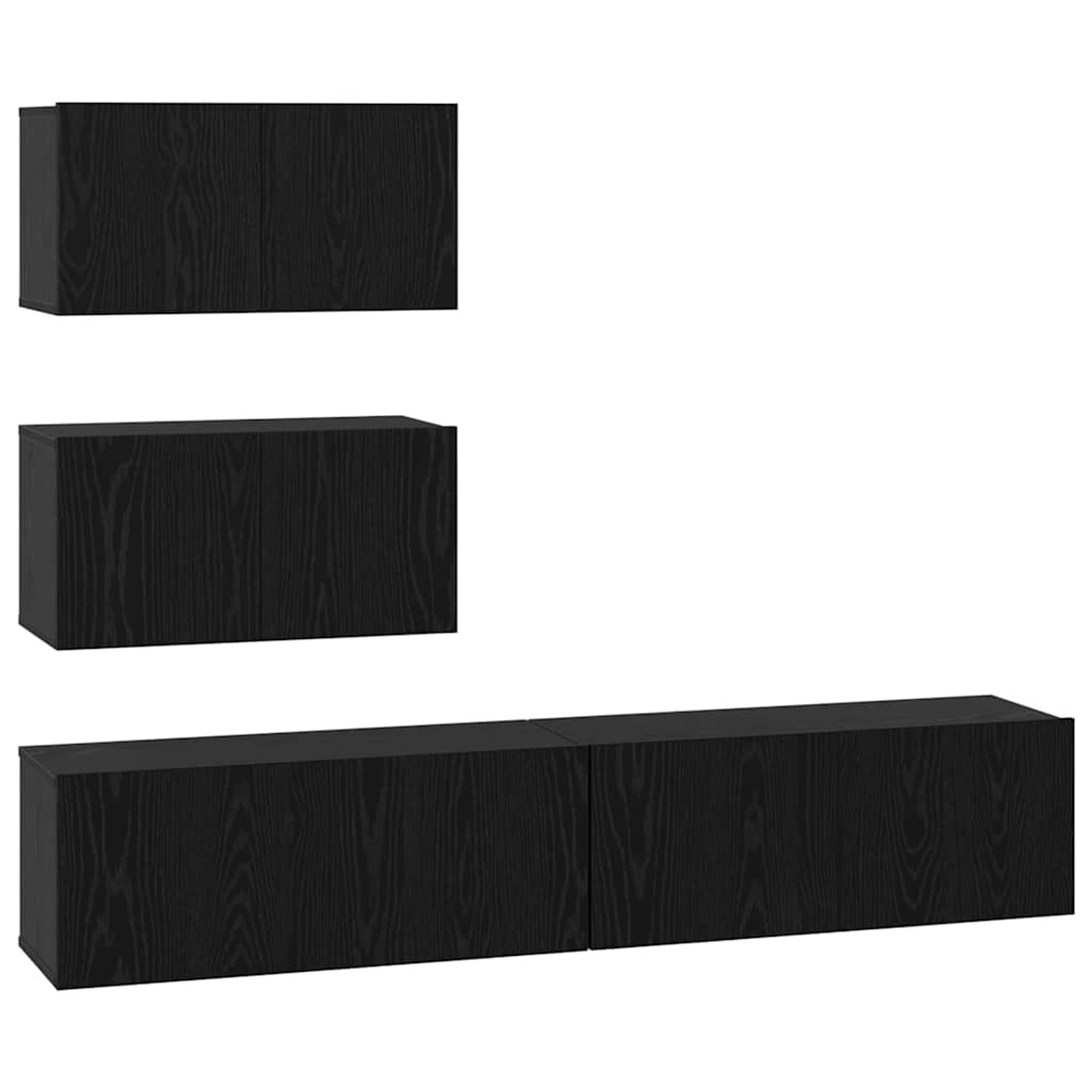 vidaXL TV-Schrank-Set 4-Tlg Schwarz Eichen-Optik Holzwerkstoff 3393394 günstig online kaufen