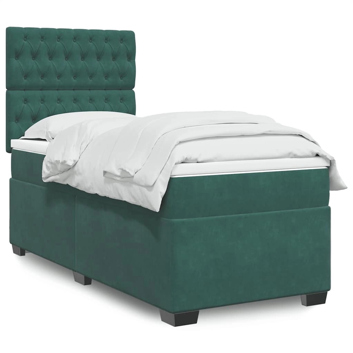 vidaXL Boxspringbett mit Matratze Dunkelgrün 80x200 cm Samt 3293071 günstig online kaufen
