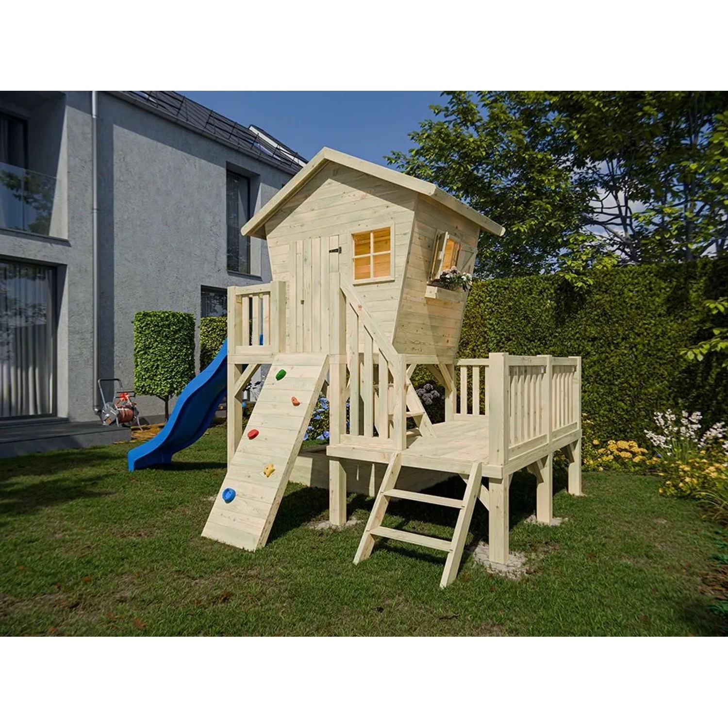 Prestige Garden Stelzenhaus Big Birdy XXL KDI Inklusive Rutsche Blau