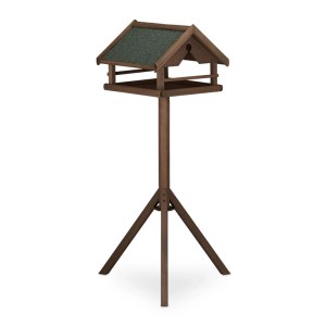 Relaxdays Vogelfutterhaus Tannenholz Dunkelbraun Grün mit Ständer 120 cm x 62 cm x 55 cm 3,7 kg