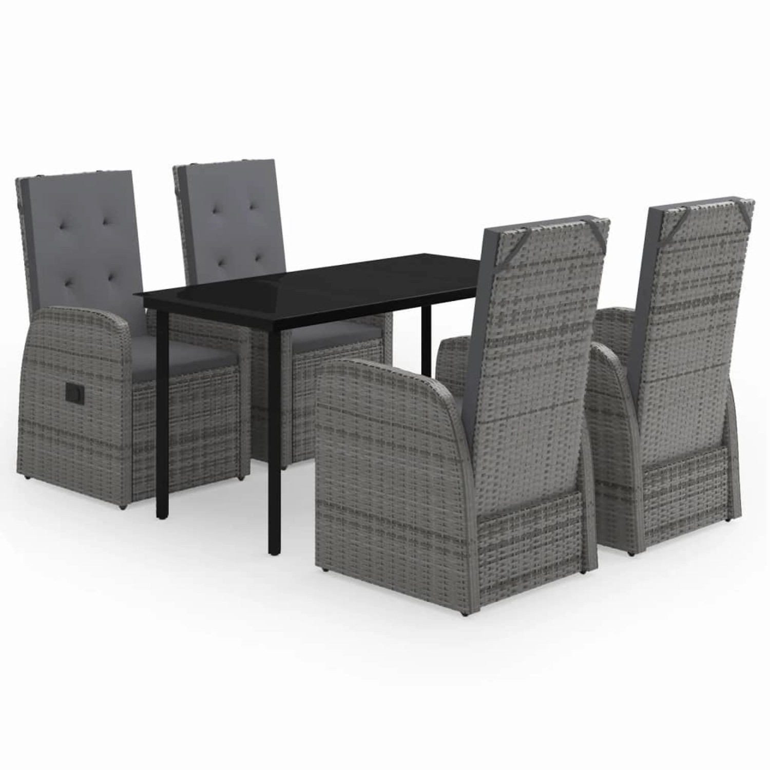 vidaXL 5-Tlg Garten-Essgruppe mit Kissen Grau 3099475
