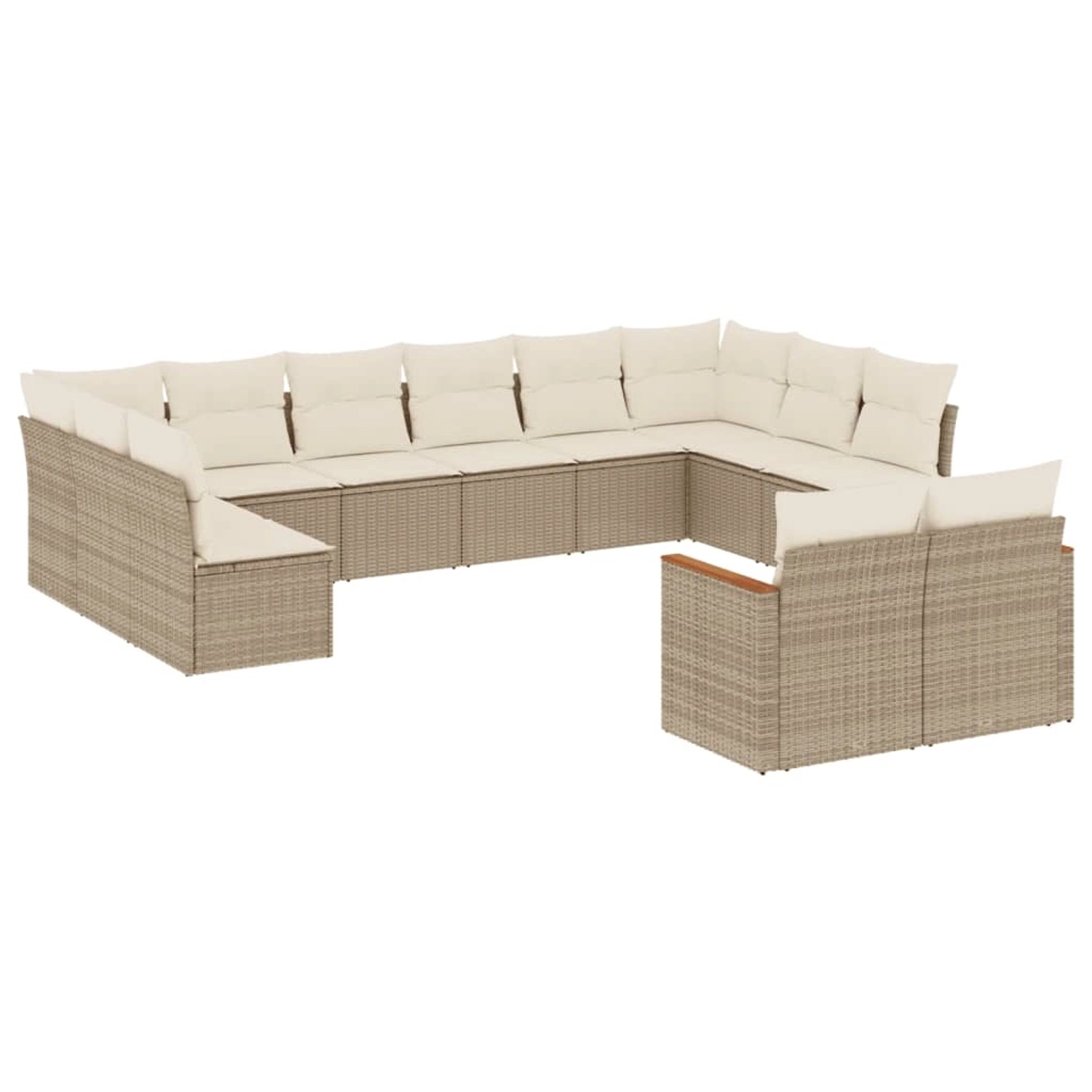 vidaXL 12-tlg Garten-Sofagarnitur mit Kissen Beige Poly Rattan Modell 61 günstig online kaufen