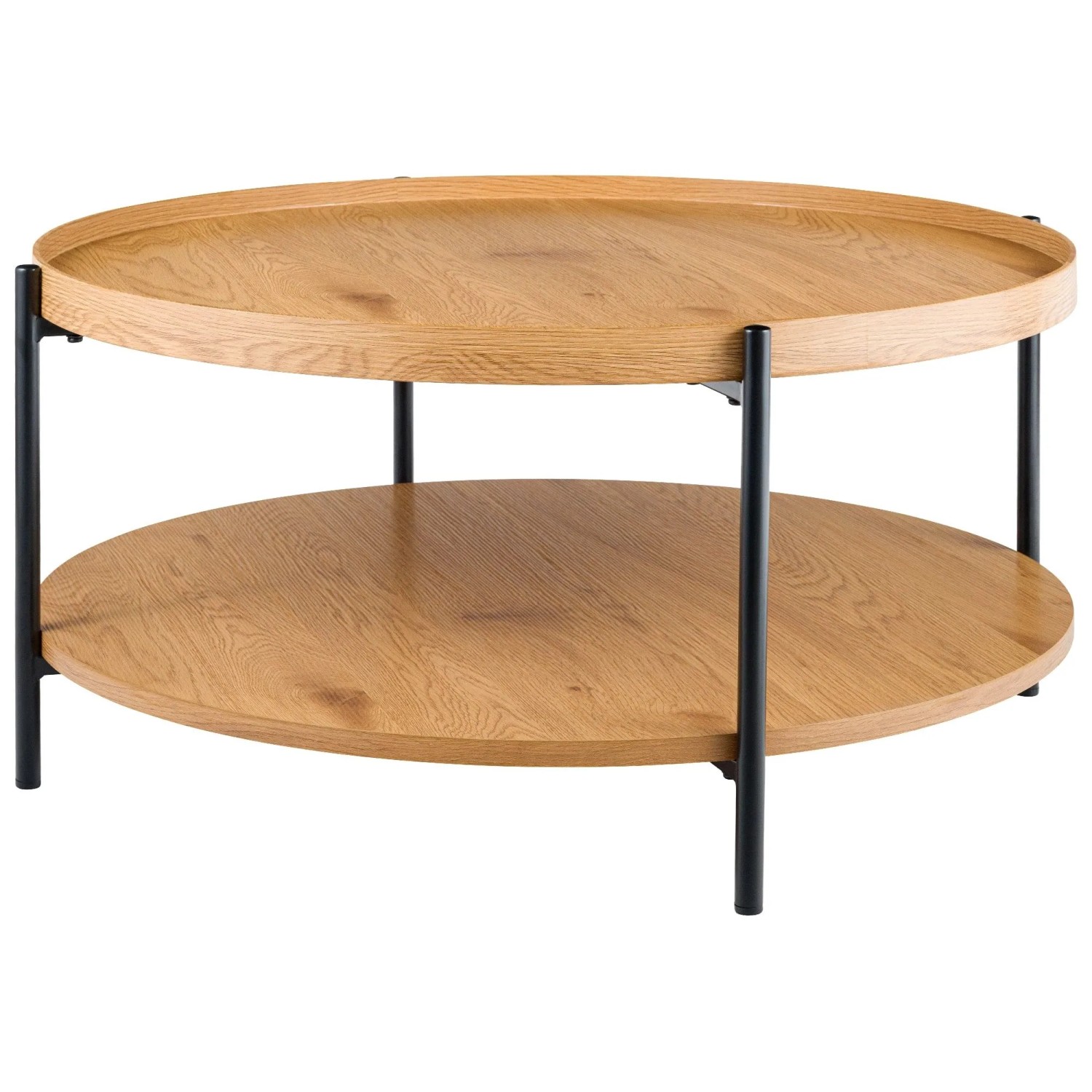 DELUKE Couchtisch HONIM Holz Natura 80x80x40cm Sofatisch Rund Beistelltisch Holz Wohnzimmertisch Klein