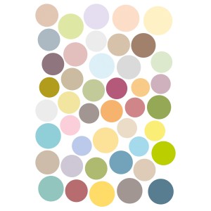 Komar Wandsticker Dots, 70x50 cm, verschiedene Pastellfarben für individuelle Wanddekoration.