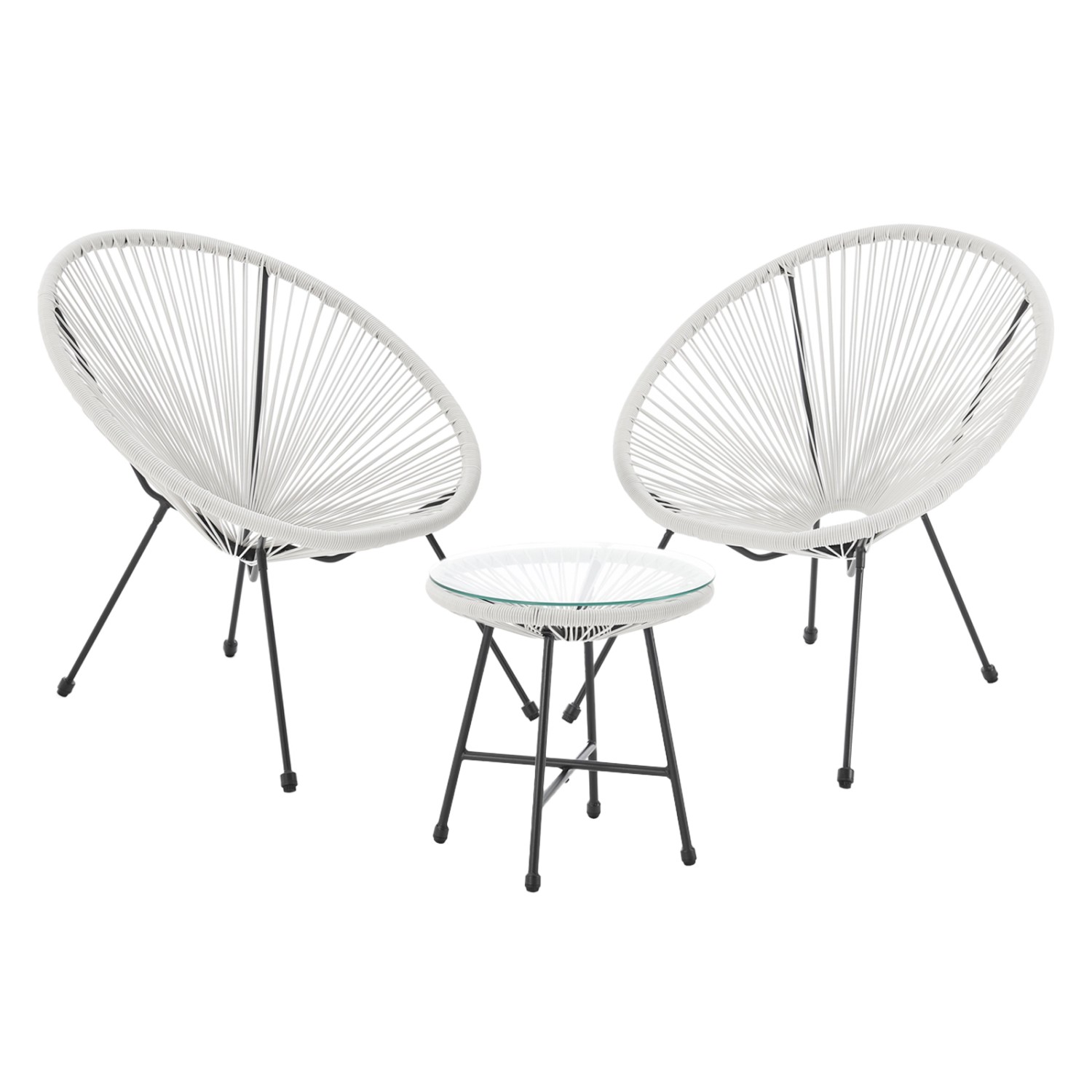 Thumbnail - Svita Bali Balkon Möbel Set Lounge Garnitur Relax Egg-Chair Flecht-Design Weiß