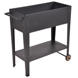 DELUKE Hochbeet METZ Mobil Anthrazit Stahl Metall-Hochbeet für Garten Balkon-Beet Gemüsebeet Kräuterbeet