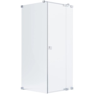Schöner Wohnen Eckdusche mit Drehtür, Seitenwand, silbernem Rahmen, 90x90x200 cm.