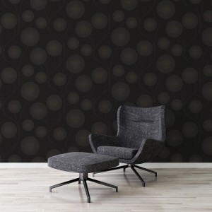 Bricoflor Vliestapete mit Glitzer in Schwarz und Gold mit floralem Kreis Muster für Wohn- und Schlafzimmer.