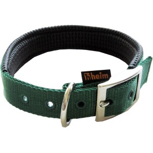 Grünes Heim Hundehalsband, 25mm breit, 65cm lang, mit weicher Polsterung und Metallschnalle.
