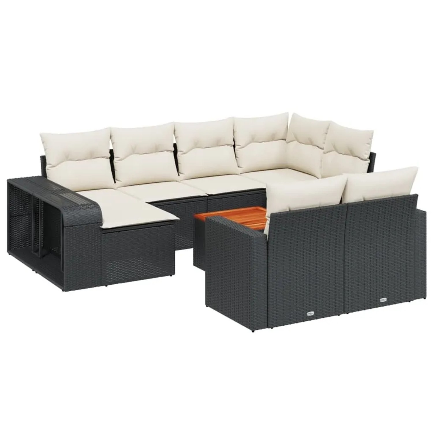 vidaXL 11-Tlg Garten-Sofagarnitur mit Kissen Schwarz Poly Rattan 3261306