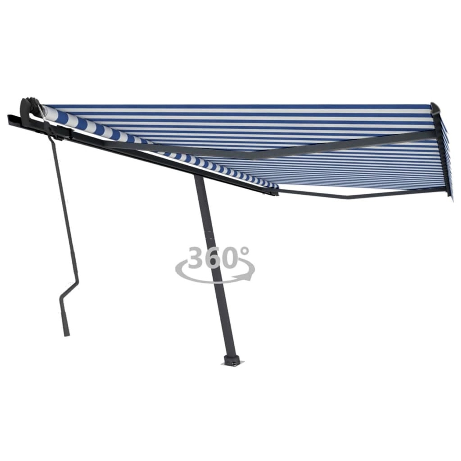 furnicato Standmarkise Einziehbar Handbetrieben 450x350 cm Blau/Weiß