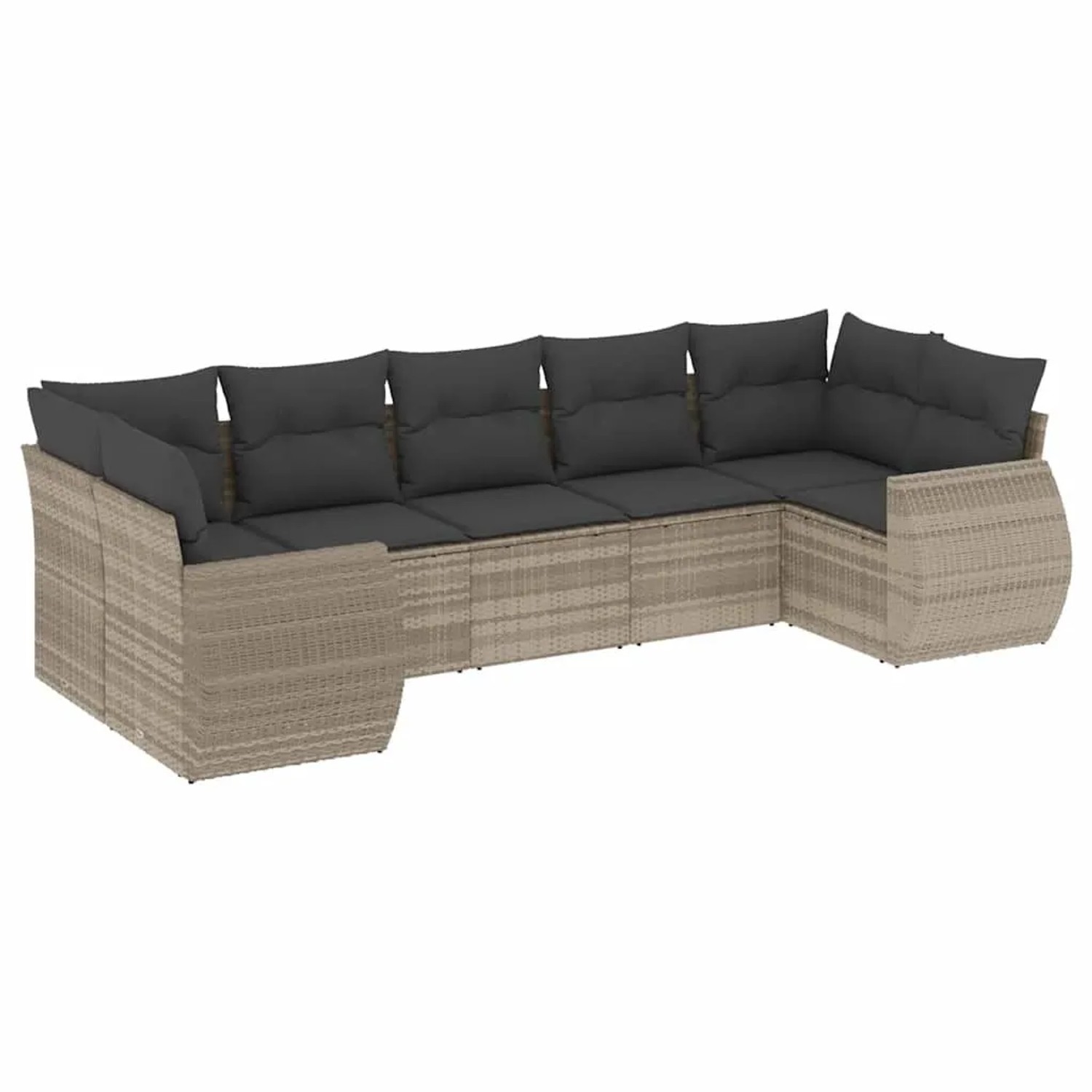 vidaXL 7-Tlg Garten-Sofagarnitur mit Kissen Hellgrau Poly Rattan 3221791 günstig online kaufen