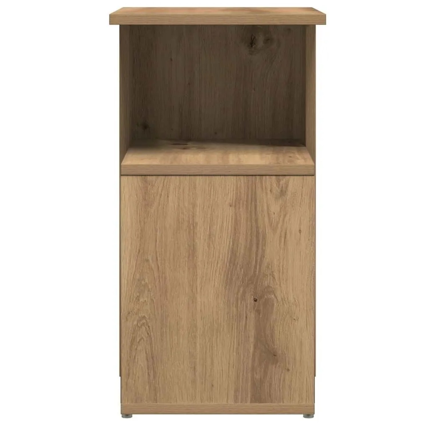 Beistelltisch Artisan-Eiche aus Holzwerkstoff mit offener Ablage und Türfach.