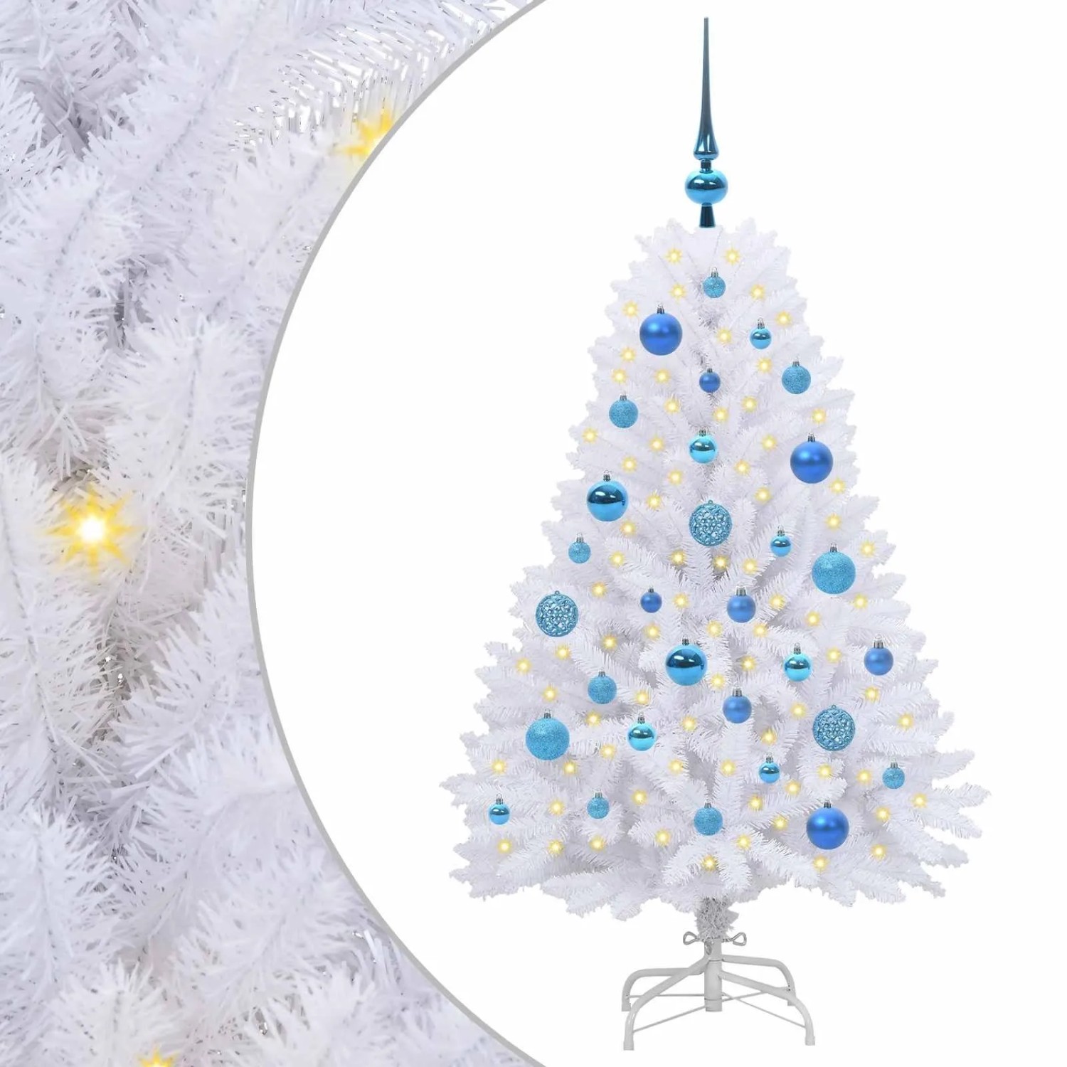 vidaXL Künstlicher Klappbarer Weihnachtsbaum Weiß 120 cm PVC und Stahl 3426583