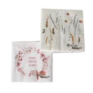 Boltze Servietten Jelena, 20 Stk., weiß-braun mit floralen Motiven.