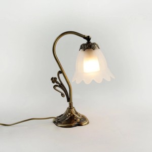 Licht-Erlebnisse Schreibtischlampe Messing Glas 32 cm Hoch E14 Jugendstil