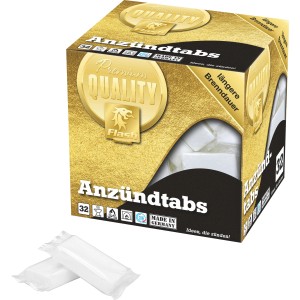 Anzünder Flash Gold, 32 XL-Tabs auf Paraffinbasis in Box, geeignet für Grill, Ofen und Kamin.