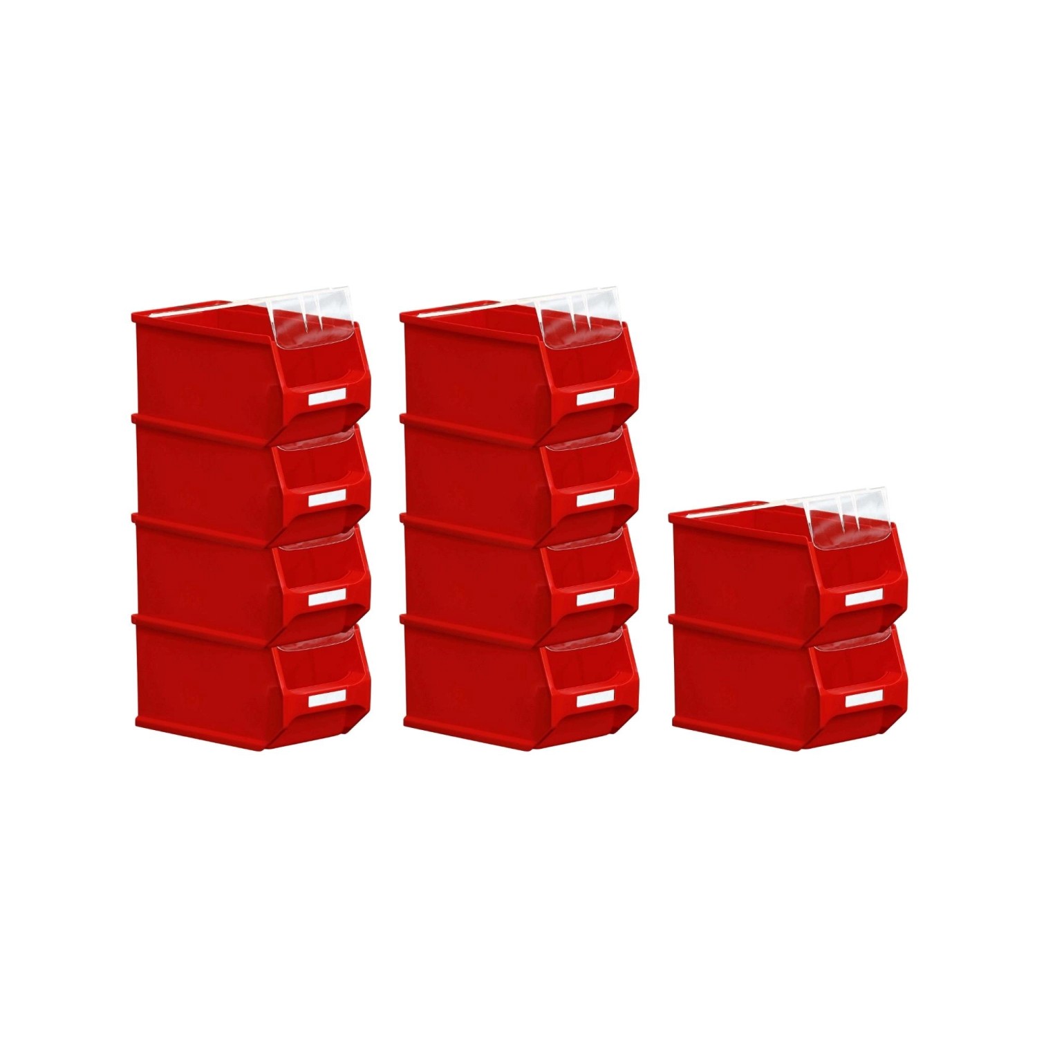SparSet 10 x Rote Sichtlagerbox 3.0 Mit Abdeckung HxBxT 12,5 x 14,5 x 23,5 cm 2,8 Liter Sichtlagerbehälter Sichtlagerkas...