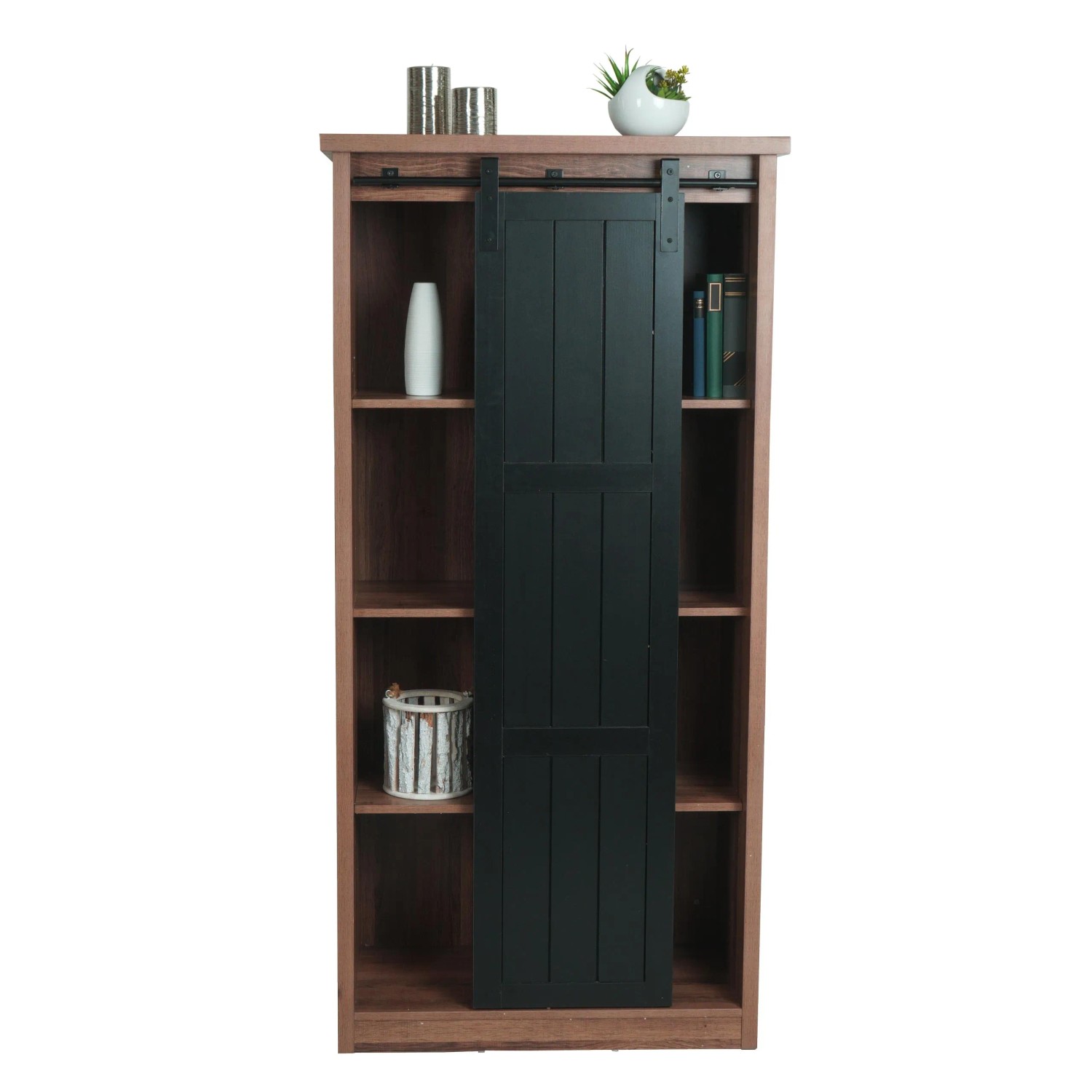 MCW Schrank K75 Braun: Schubladenkommode mit Schiebetür und 8 Fächern für viel Stauraum.