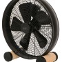 Lucci Air Retro Bodenventilator Breeze Floor, schwarz mit Holzfüßen.