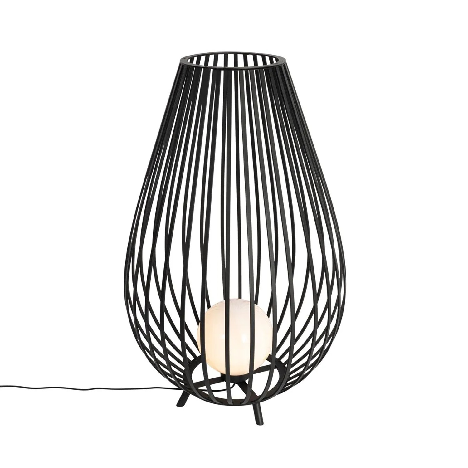 QAZQA Design-Stehleuchte Schwarz mit Opal 110 cm IP44 Angela